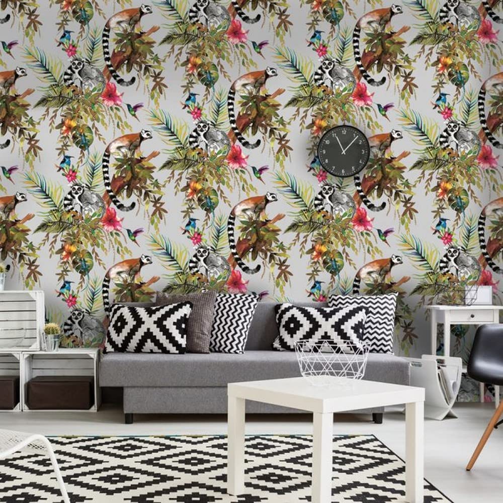 Lemur Wallpaper Rose Gold Holden 12404 - Premium Self-Adhesive Peel and Stick Wallpaper for Bedroom, Living Room, Nursery & Office Decor