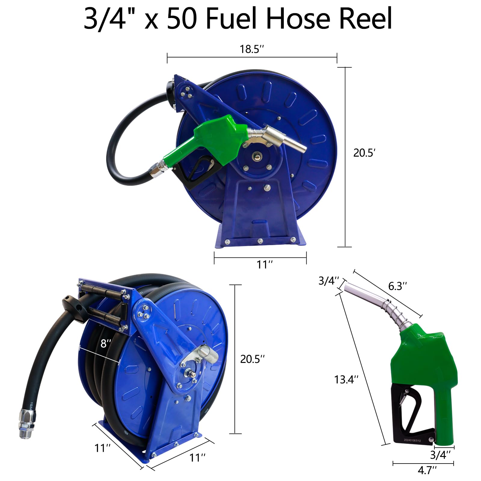Heavy Duty Fuel Hose Reel 3/4