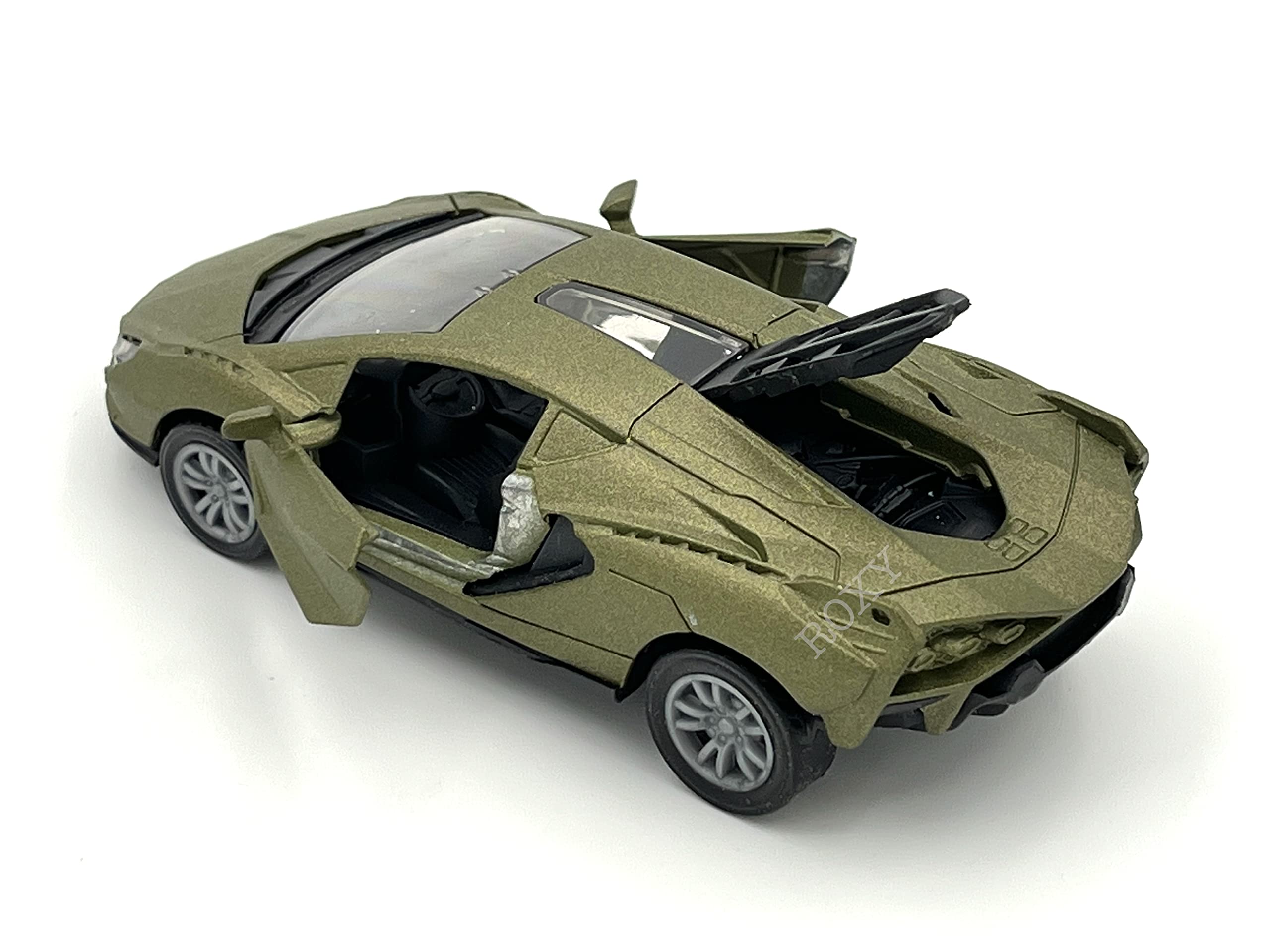 1:32 Scale Metal Lamborghini Sian Toy Car with Openable Doors & Trunk - High Speed Pull Back Dual Tone Sports Car for Kids (Olive Green) - Perfect for Birthday Gifts, Collectibles & Racing Play