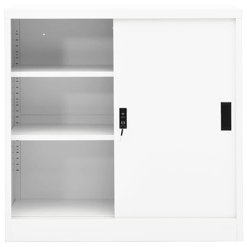 White Steel Display Cabinet with Lock - 35.4