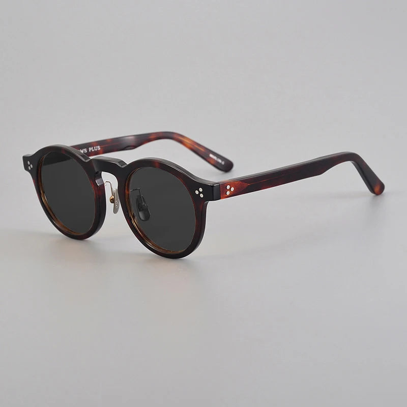 Black Unisex Acetate Round Polarized Sunglasses 14143 - UV Protection for Outdoor Sports & Driving