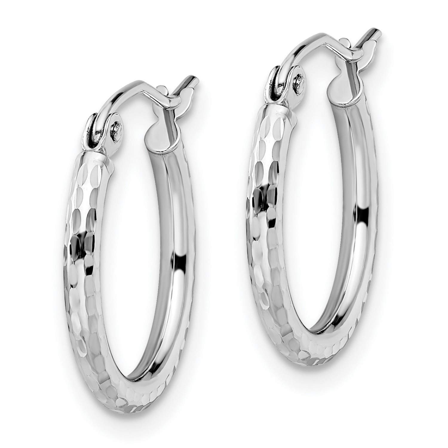 10K White Gold Hinged Hoop Earrings 17x30mm - Classic Dainty Everyday Hoops for Women, Perfect for Work, Date Night & Special Occasions