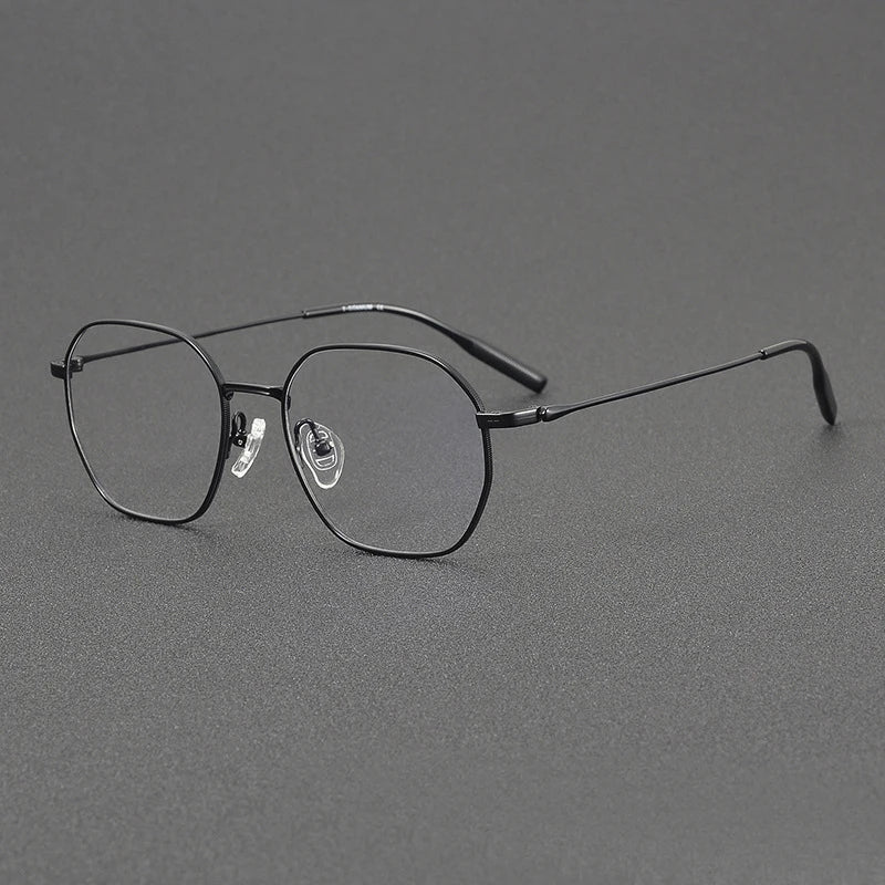 Stylish Unisex Black Titanium Polygon Full Rim Eyeglasses 81033 - Perfect for Work, Reading & Fashion Accessories