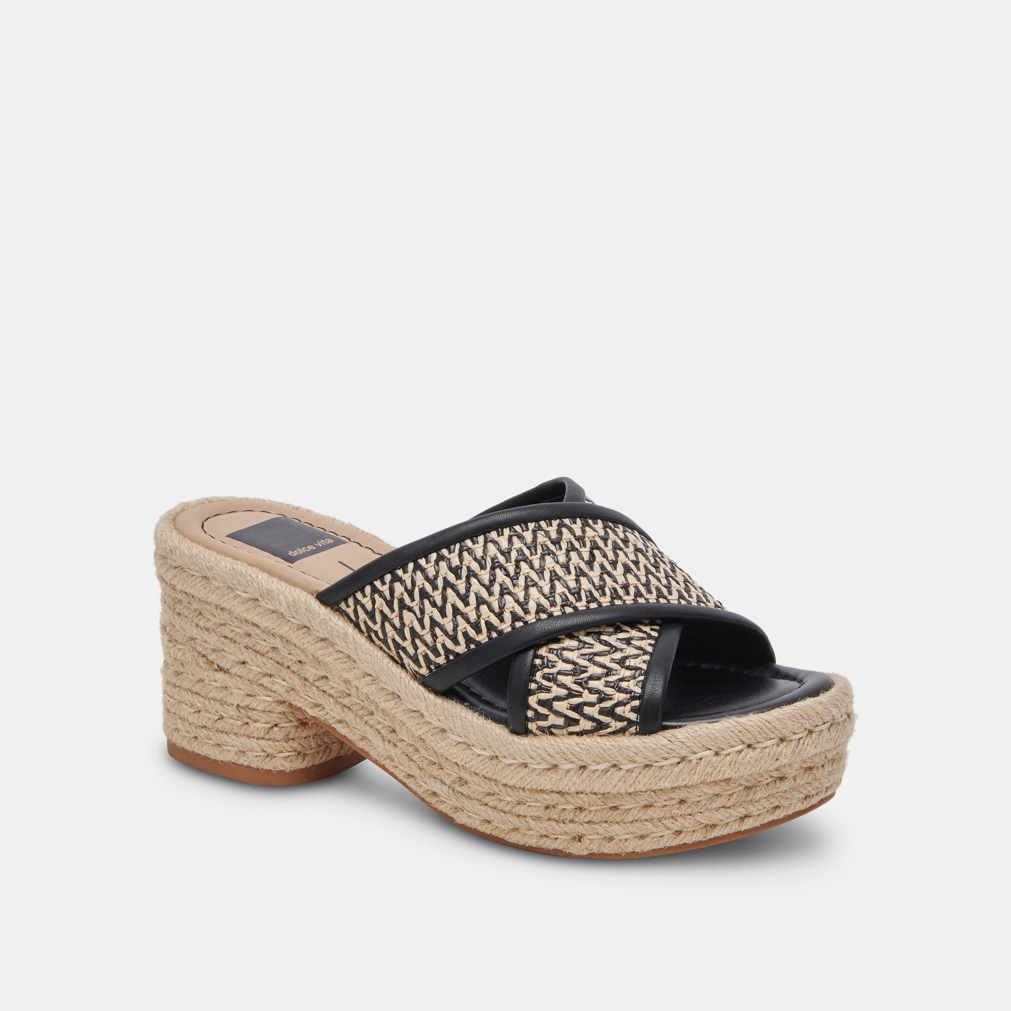 Eldora Women's White and Black Raffia Heels - Comfortable Summer Wedge Sandals for Beach, Party & Casual Outings