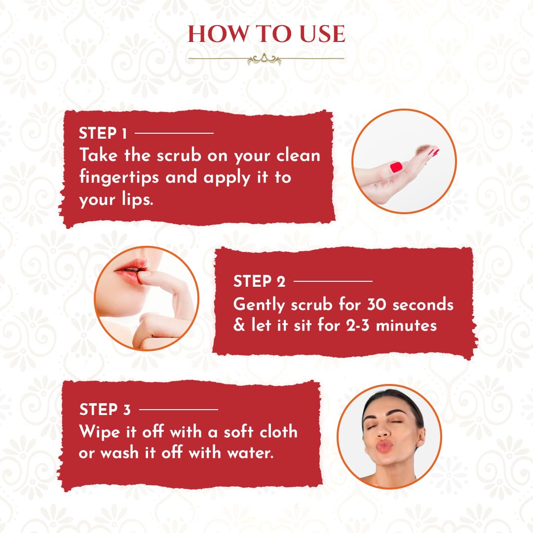 Khadi Essentials Ayurvedic Beetroot Lip Scrub - Natural Lip Lightening & Brightening Treatment | SLS & Parabens Free, 15gm | Perfect for Dry, Chapped Lips & Pre-Makeup Prep