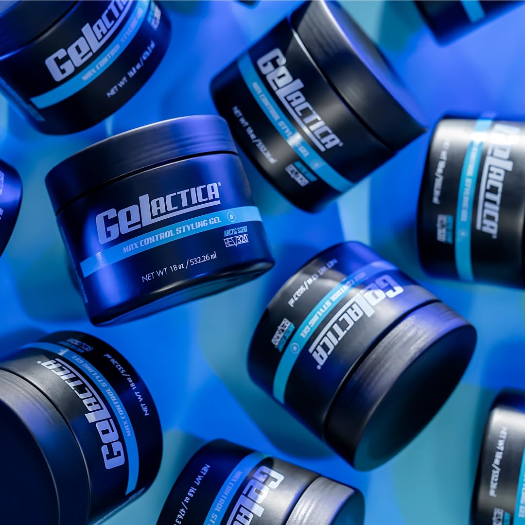 Gelactica Max Control Hair Gel for Men – Alcohol-Free Strong Hold Styling Gel with Natural Extracts | Long-Lasting Hold & Shine | Slick Back, Pompadour & Fade Hairstyles | Perfect for Daily Styling, Work & Special Occasions