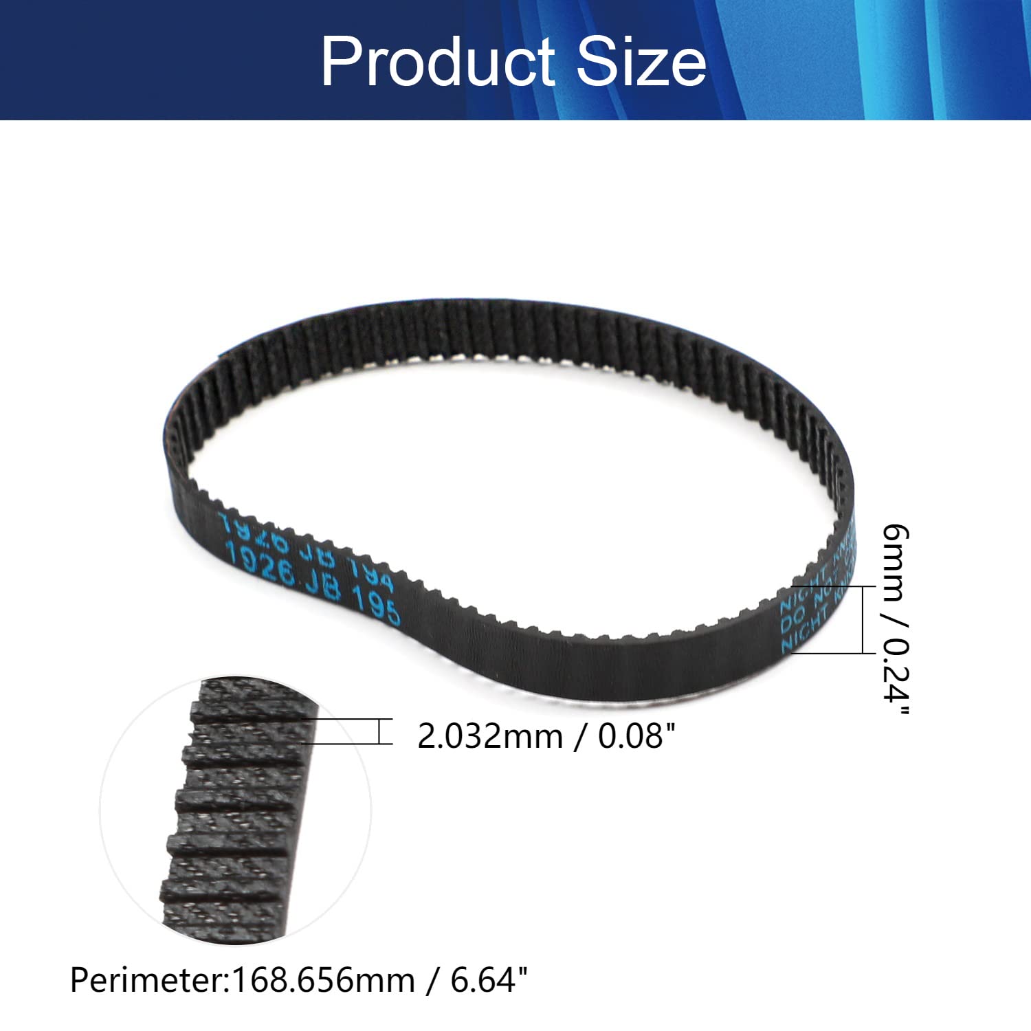 Jutagoss 66MXL Timing Belt - 168.656mm Perimeter, 6mm Width, 2.032mm Pitch, 83 Teeth - Cogged Rubber Toothed Belt for 3D Printers, CNC Machines & Industrial Equipment