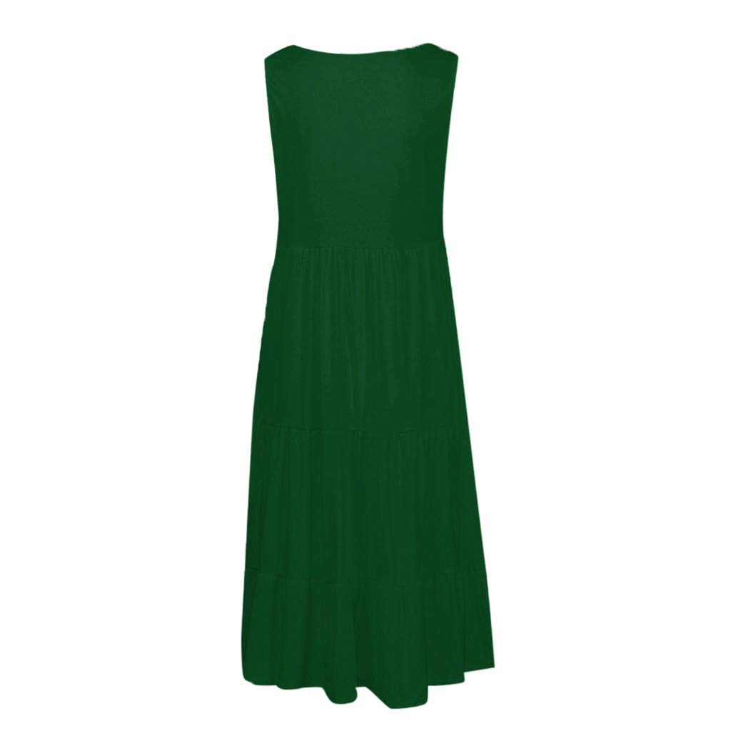 HHmei Women's Holiday Summer Solid Sleeveless Party Beach Dress - Flowy Casual Sundress for Vacation, Poolside, and Tropical Getaways