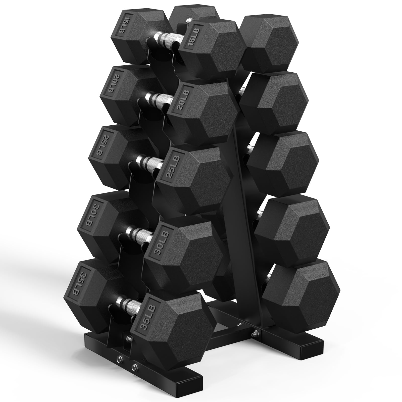 Premium Hex Dumbbell Set - Rubber Encased Free Weights for Home Gym Strength Training - Ideal for Weightlifting, CrossFit & Home Workouts