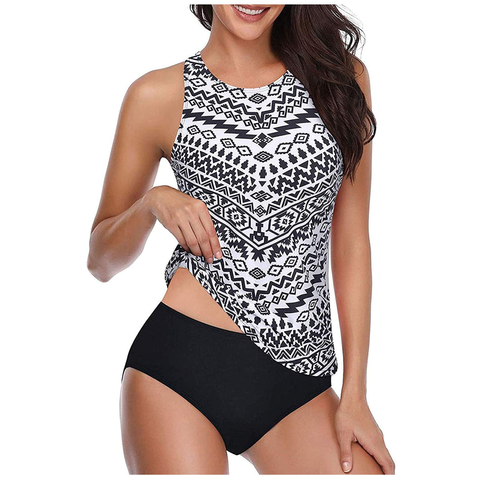 SUJING Women's Two Piece Swimsuits - Tummy Control High Waist Bikini Set with Side Split, Sexy Bathing Suit for Beach, Pool & Vacation