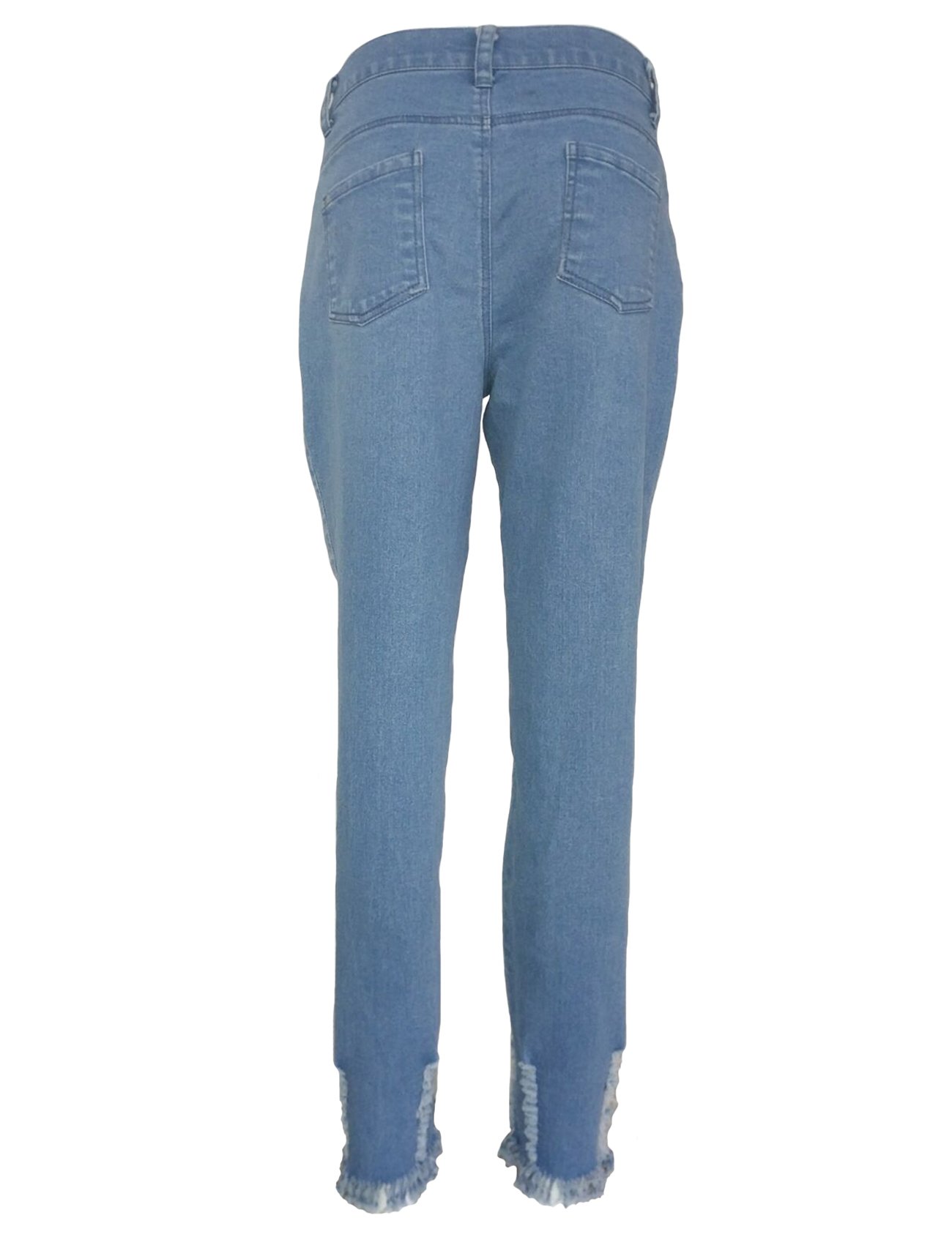 Women's Distressed Slim Skinny Jeans with Tassel Detail - Stretch Denim Pants for Casual Wear, Night Out & Everyday Fashion