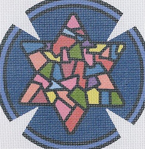 Pepita Needlepoint Kit: Star Stained Glass Yarmulke (7