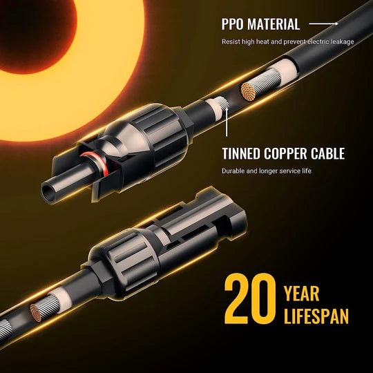 BougeRV 1 to 4 Solar Panel Parallel Connectors - High Efficiency Solar Cable Wire for RV, Boat, Off-Grid Power Systems - Perfect for Camping, Marine & Emergency Backup Power