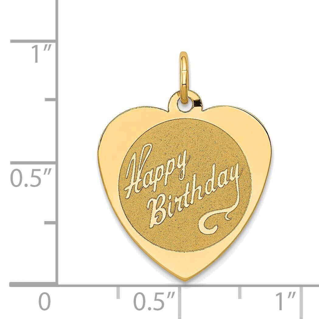 14K Yellow Gold Happy Birthday Heart Disc Charm - Elegant Bonyak Jewelry for Birthdays, Anniversaries & Special Occasions