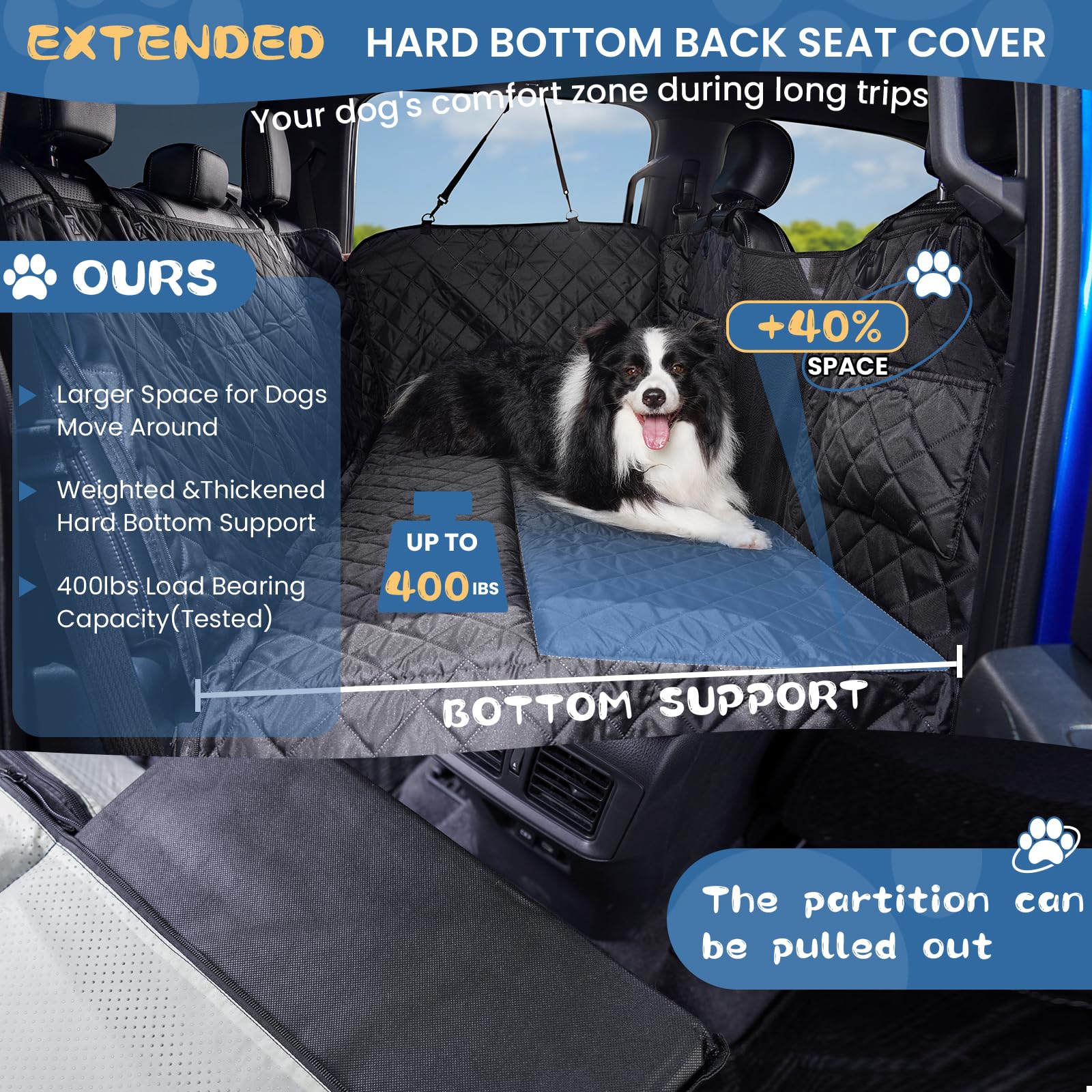 Waterproof Dog Seat Cover for Trucks - Heavy Duty 400lbs Capacity, Foldable & Sturdy Pet Car Seat Protector for F150, RAM1500, Silverado - Perfect for Road Trips & Outdoor Adventures