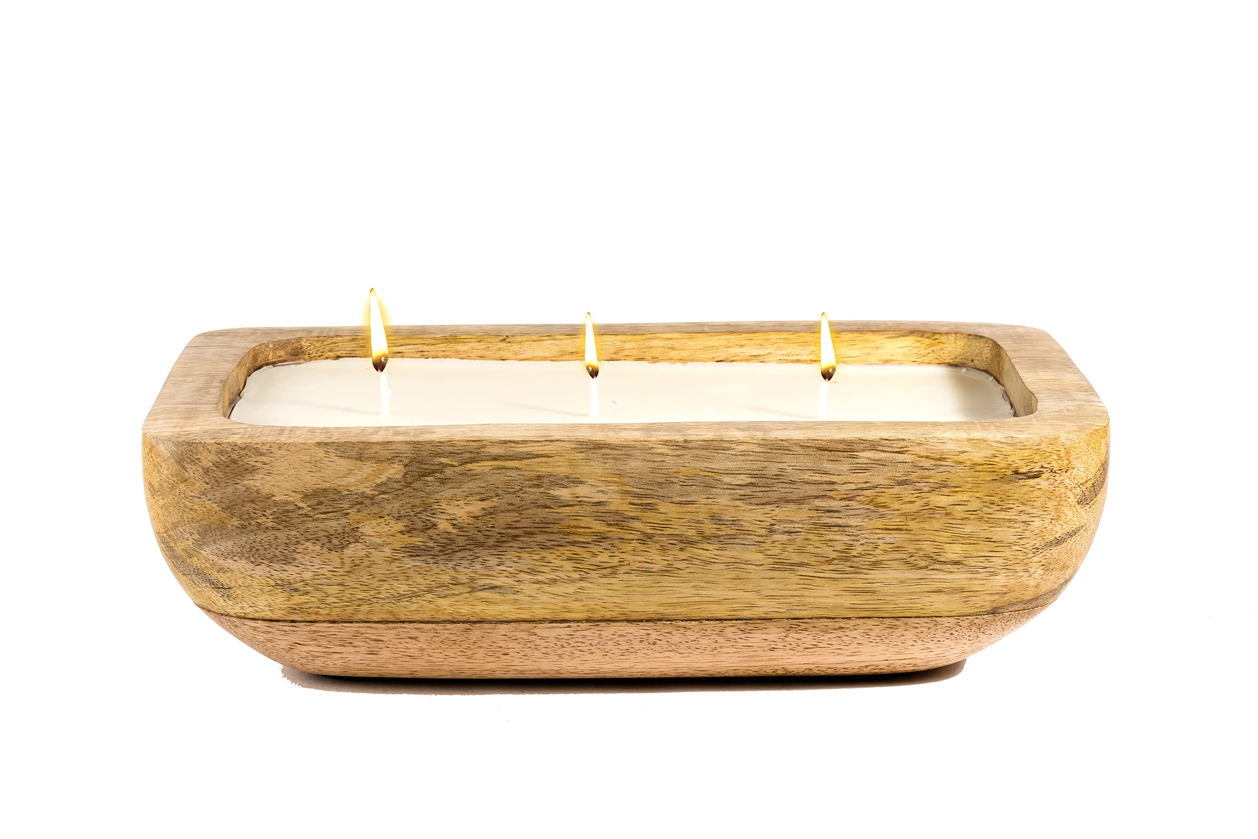 GURU JEE™ Mango Wood Urli 3 Wick Organic Starry Night Scented Candle - Smokeless Premium Soy Wax with Cotton Wick - Aromatherapy, Home Decor, Luxury Gift (40 Hour Burn Time) | Perfect for Yoga, Meditation, Romantic Dinners & Spa Nights
