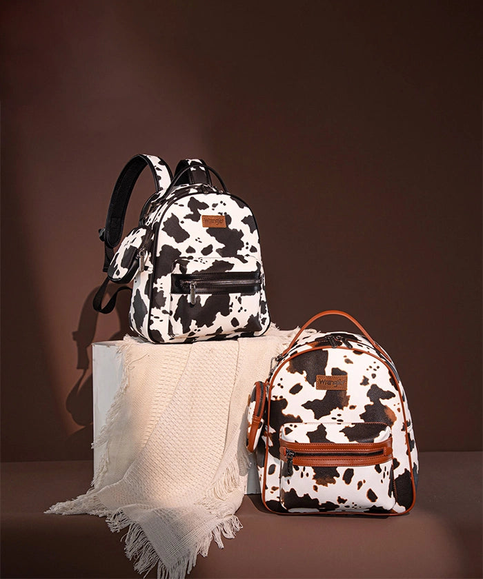 Wrangler Cow Print Backpack for Women & Men - Durable Laptop Backpack with USB Charging Port - Perfect for School, College, Travel & Outdoor Adventures