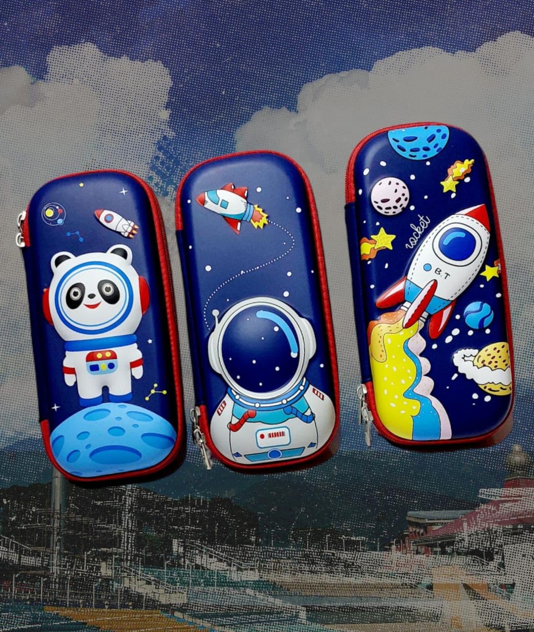 AUDNER 3D Space Astronaut Pencil Case with Multiple Compartments - School Supply Organizer for Kids & Students - Perfect for Classroom, Homework, and Art Projects (1 Unit)