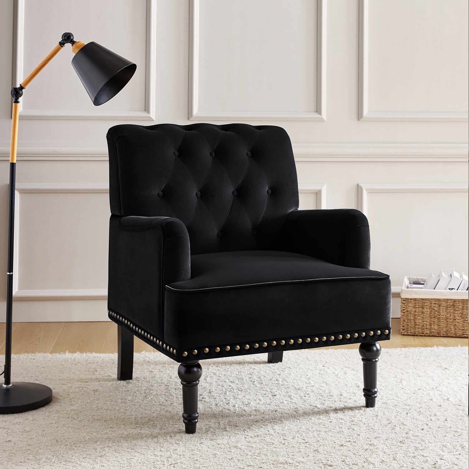 Luxury Constantino Velvet Armchair - Modern Upholstered Accent Chair for Living Room, Bedroom & Office - Soft Velvet Fabric with Sturdy Wooden Legs - Perfect for Home Decor, Relaxing & Reading