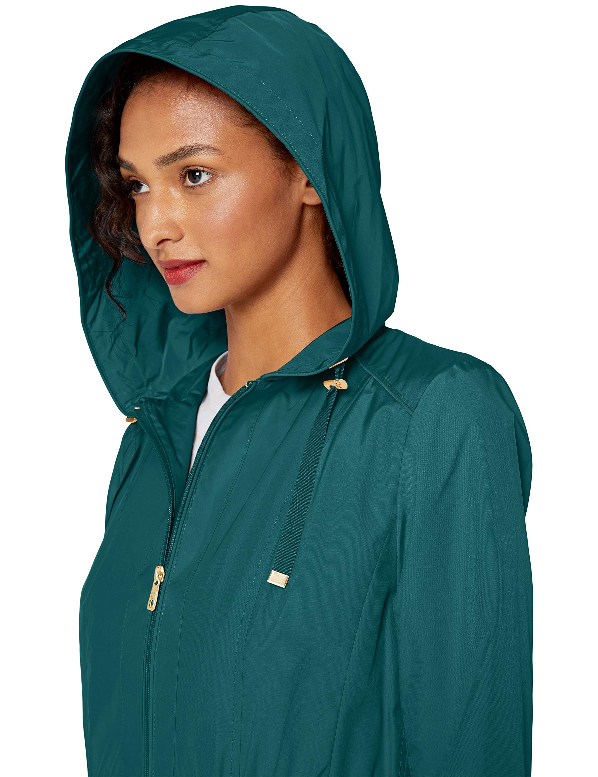 Cole Haan Women's Waterproof Hooded Anorak Raincoat - Lightweight Windbreaker Jacket for Outdoor Activities, Commuting & Travel