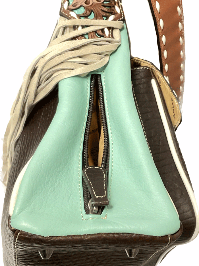 Ariat Women's Monroe Floral Pierced Lace Tote Bag in Brown - Stylish & Durable Handbag for Work, Travel & Everyday Use