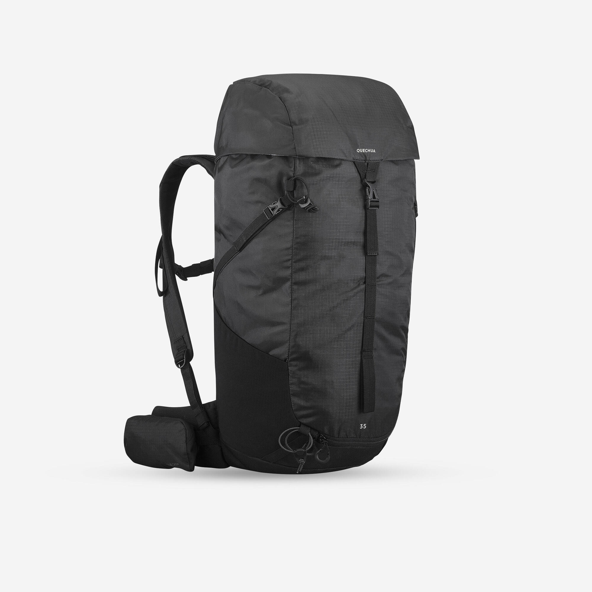 Quechua MH100 35L Lightweight Hiking Backpack for Men & Women - Water-Resistant Daypack for Outdoor Adventures, Camping, and Travel