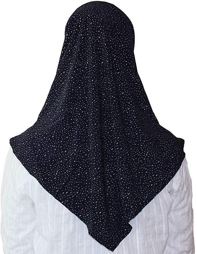 Firdevs Practical Amira Hijab - Blue Raindrop Print | Soft Stretchable Muslim Headscarf for Women | Perfect for Daily Wear, Prayer & Special Occasions