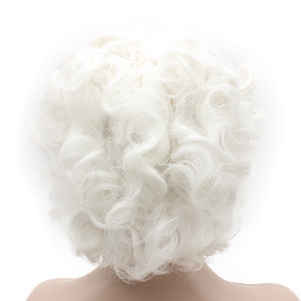 Short Curly Heat Friendly Synthetic Lace Front Wig - Natural Looking Snow White Hairpiece for Cosplay, Daily Wear & Special Occasions