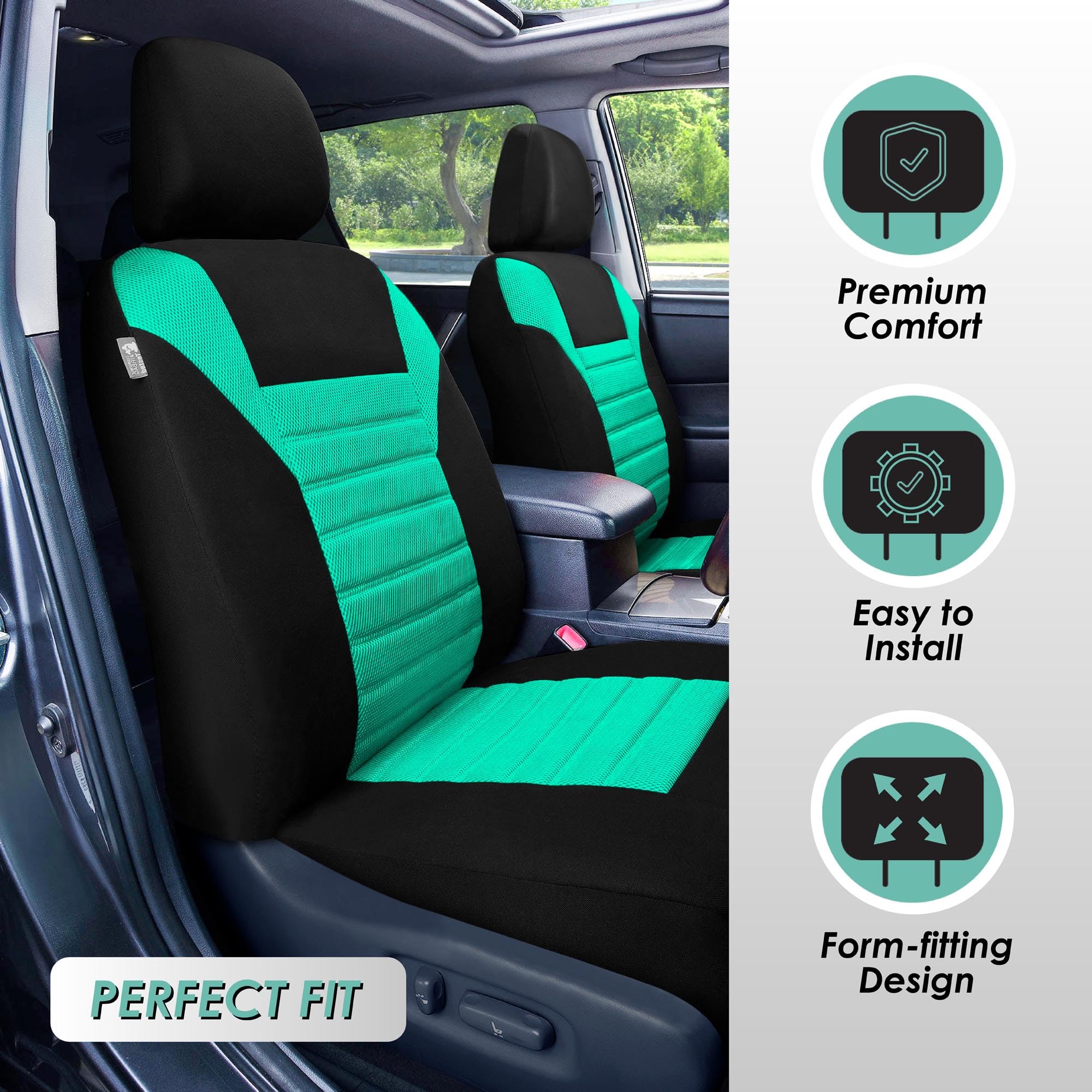TLH 3D Air Mesh Car Seat Covers - Front Seats Only, Universal Fit for Cars & SUVs - Breathable & Airbag Safe for Comfort Driving