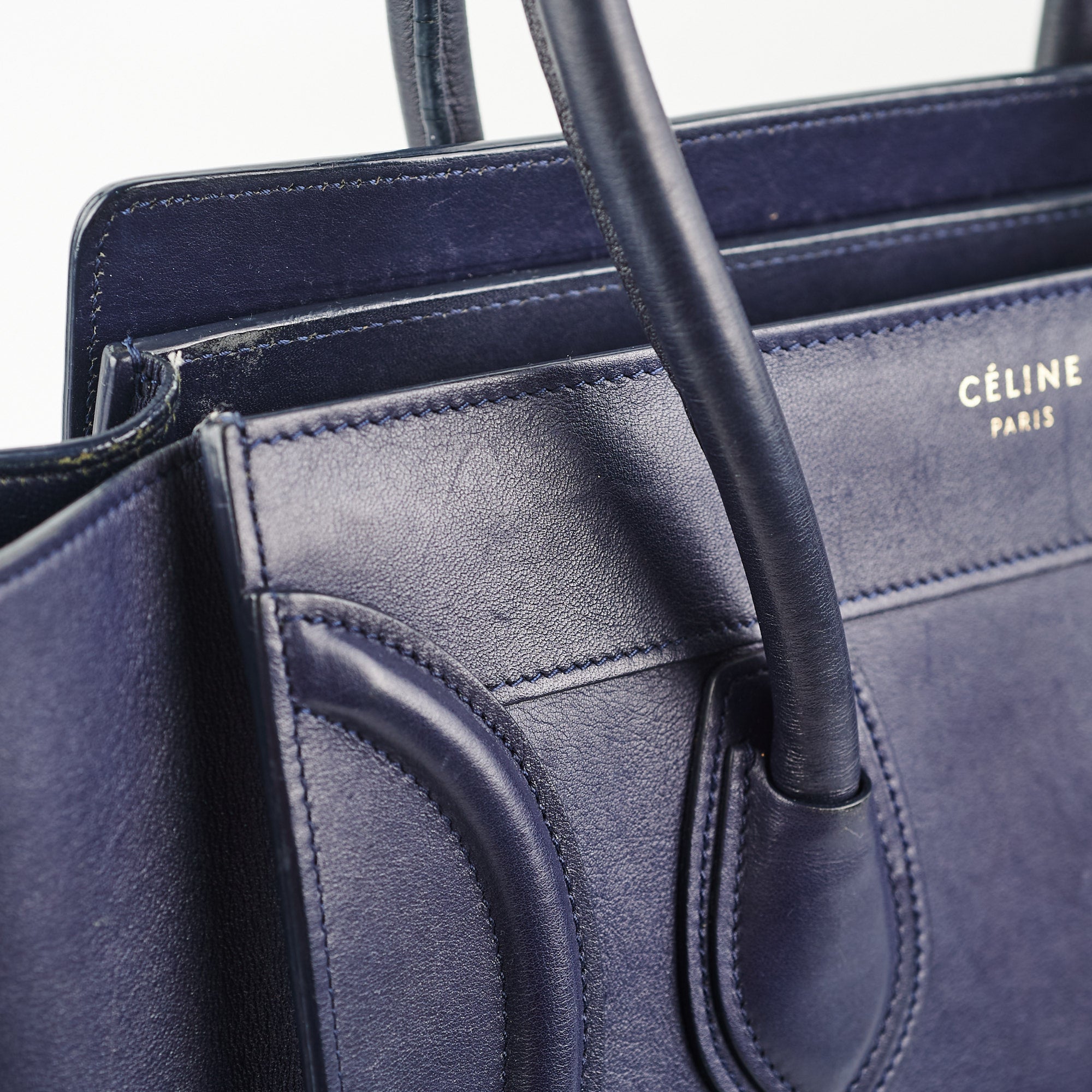 Celine Micro Luggage Bag in Navy Blue | Premium Leather Crossbody Handbag for Women | Perfect for Work, Travel & Everyday Use