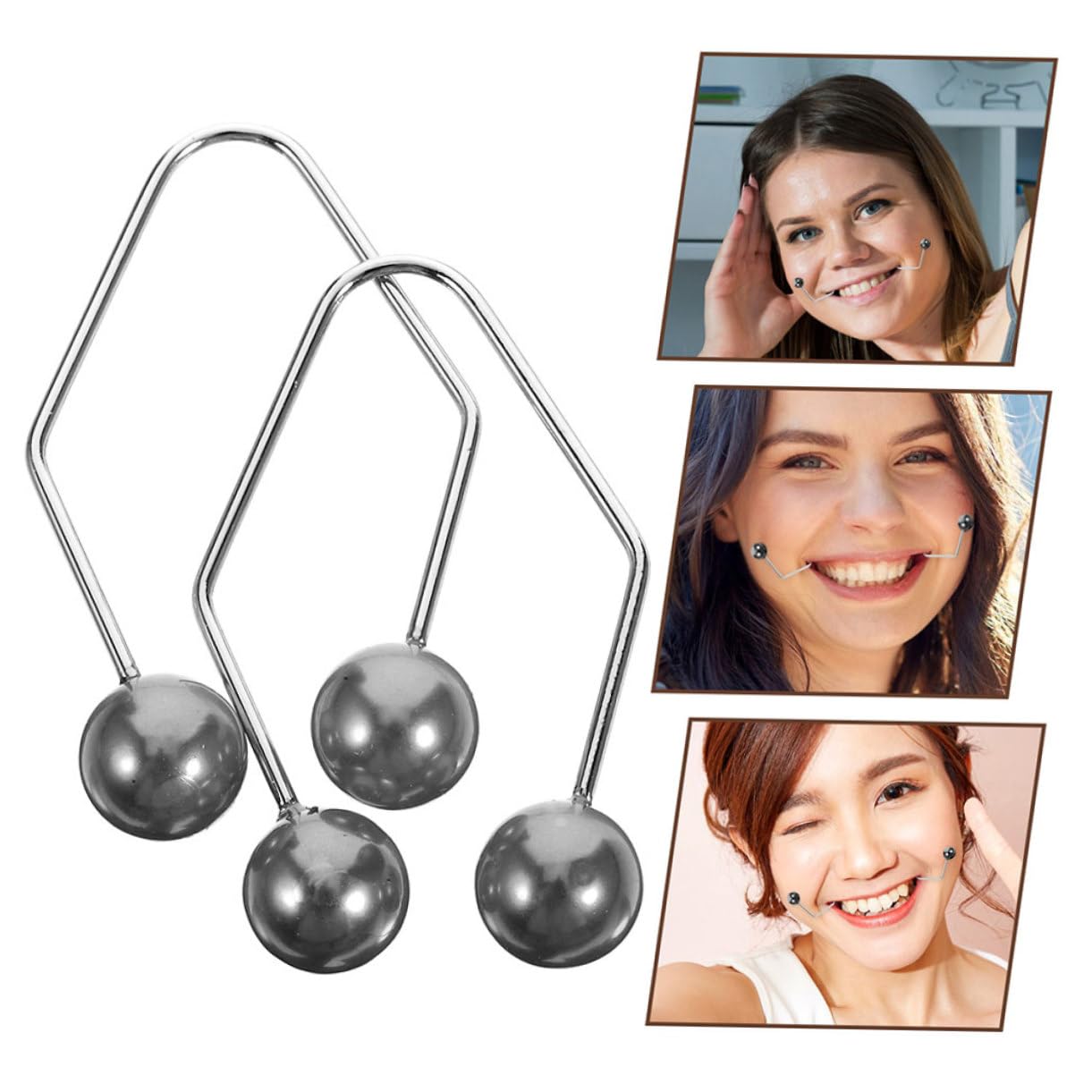 IPetBoom 2 Pairs Metal Dimple Maker Clip - Cheek Trainer for Natural Dimples, Facial Exercise & Smile Enhancement (Alloy Black) | Perfect for Beauty Enthusiasts & Cosplay Makeup