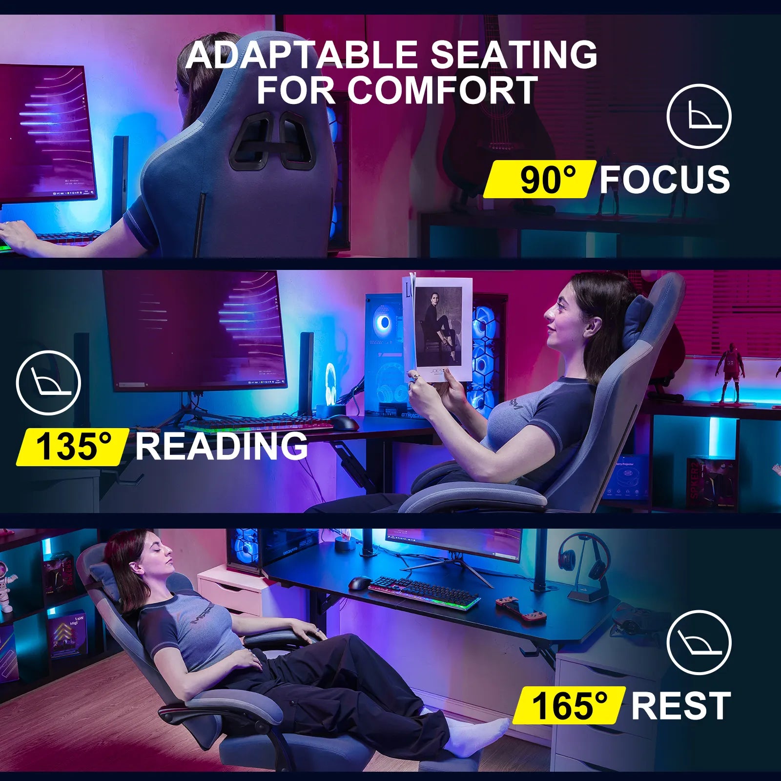 Ergonomic Adjustable Footrest LR002 - Comfortable Under Desk Foot Rest for Home & Office - Improve Posture & Reduce Fatigue While Working or Gaming