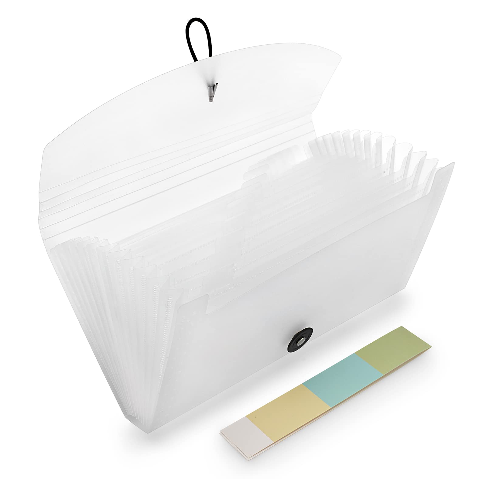 BTSKY 13-Pocket Expanding File Folder - Accordion Organizer for Documents, Cards, Tickets, Bills & Receipts | Translucent White Plastic Wallet Case | Perfect for Office, School & Home Organization