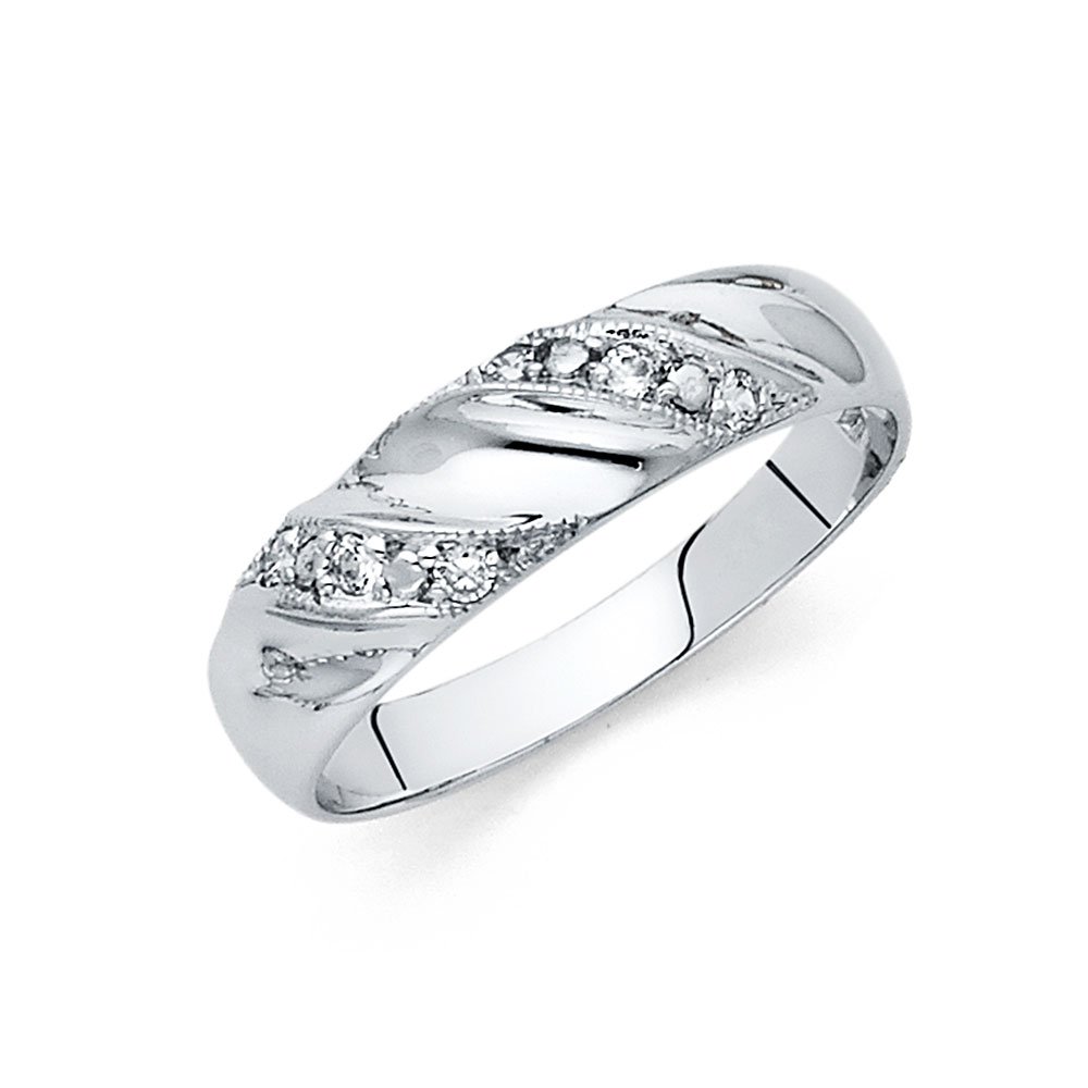 14K White Gold Round Cubic Zirconia Men's Wedding Band Ring - Anniversary Gift for Him, Engagement Jewelry, Luxury Promise Ring for Boyfriend/Husband (Perfect for Proposals, Vow Renewals & Special Occasions)