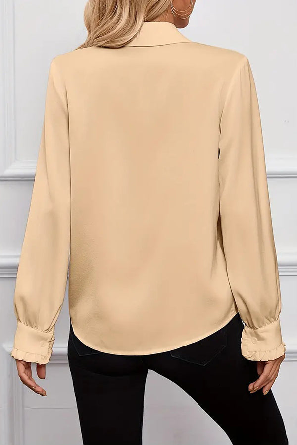 Stylish Ruffled Tiered Lapel Long Sleeve Blouse for Women | Elegant Office Wear & Date Night Outfit