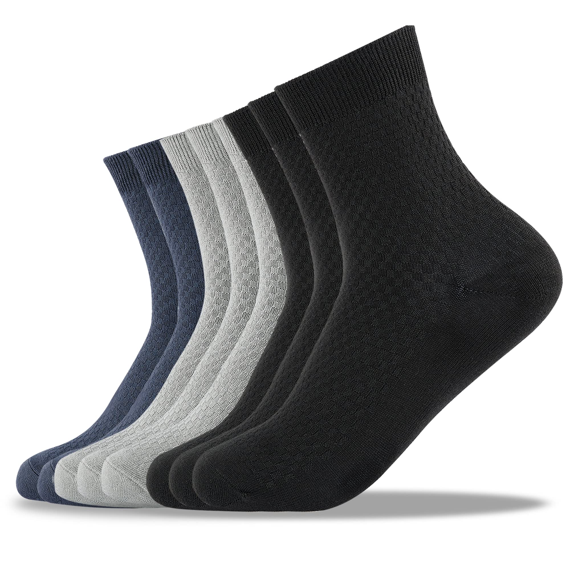 UHeTao Men's Bamboo Socks - 8 Pairs Soft, Comfortable & Moisture Wicking Work Socks for Men - Perfect for Office, Hiking & Daily Wear