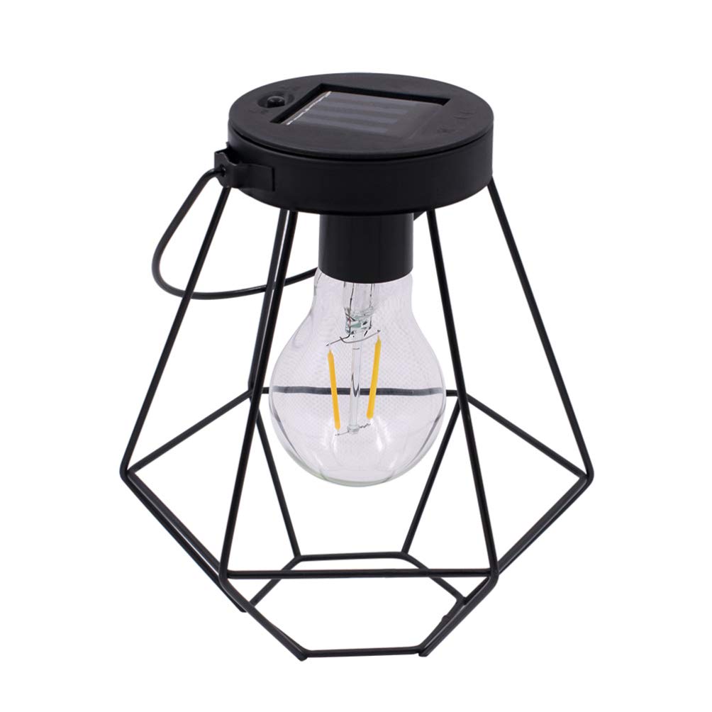 Solar Powered LED Lantern - Outdoor Hanging & Tabletop Decorative Light for Garden, Patio, Backyard, Courtyard, Lawn & Landscape - Energy Efficient Filament Bulb (White) | Perfect for Evening Gatherings, Pathway Lighting & Outdoor Decor