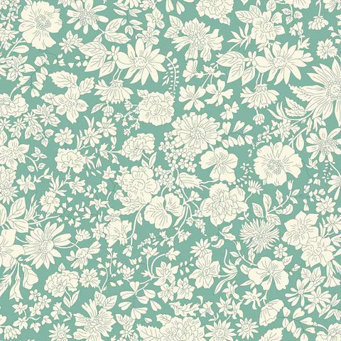 Liberty Emily Blossom 108 Wideback Olive Leaf 7412A - Elegant Floral Print Fabric for Home Decor, Upholstery & DIY Sewing Projects