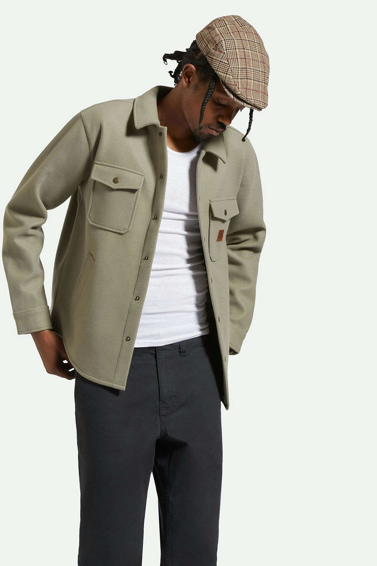 Durham Felted Stretch Jacket for Men & Women | Lightweight Water-Resistant Outdoor Coat | Vetiver Color | Perfect for Hiking, Travel & Everyday Wear