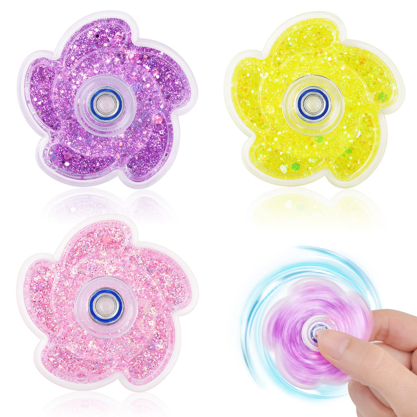 3Pcs Fidget Spinner Toys for Adults & Kids - Stress Relief Sensory Toys for Anxiety, ADHD, Autism - Portable Desk Toys & Party Favors - Perfect for Classroom Prizes, Easter Gifts, Office Stress Relief and Travel Entertainment
