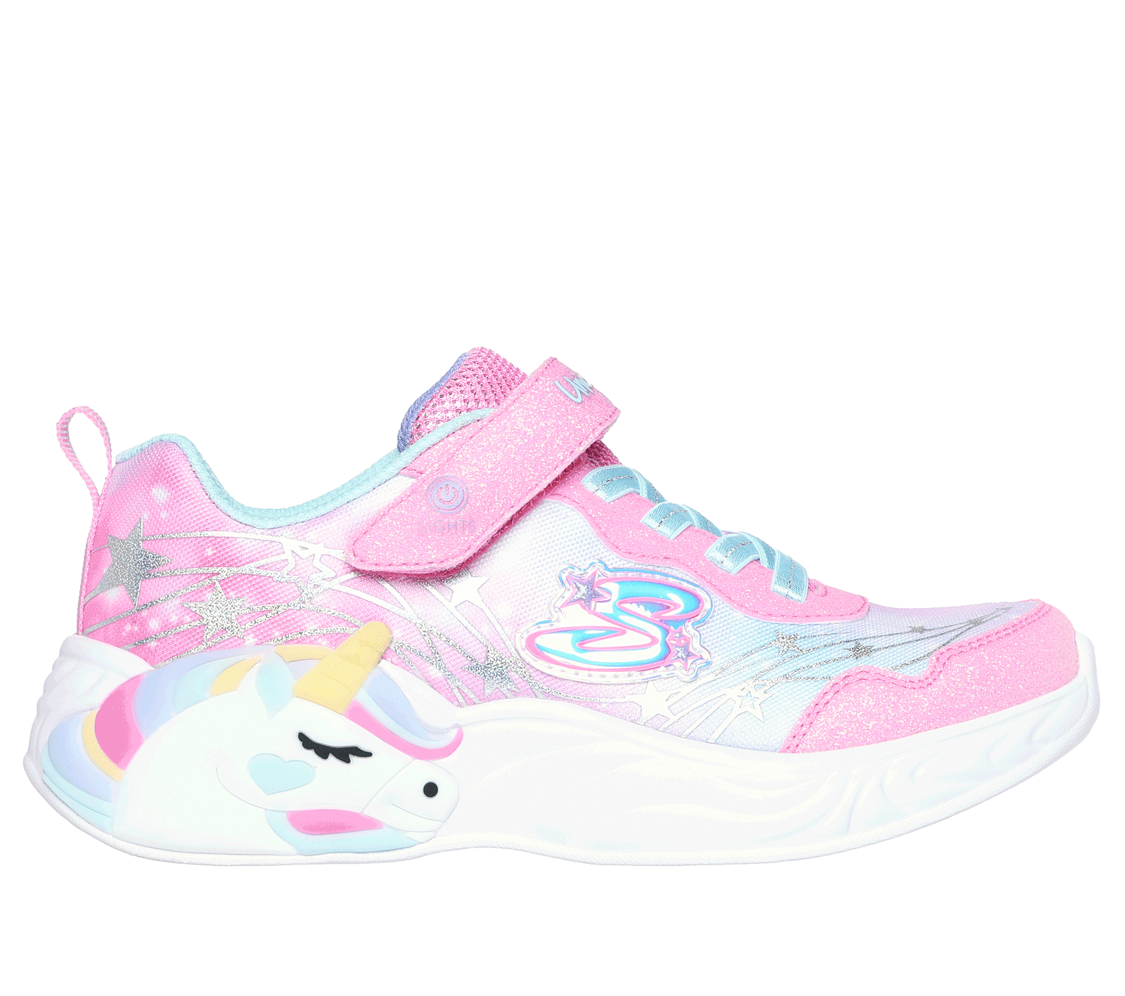 Skechers Kids' Unicorn Dreams S Lights Sneakers - Pink & Turquoise Girls' Light-Up Shoes for Running, Play & School | Comfortable & Stylish Children's Athletic Shoes