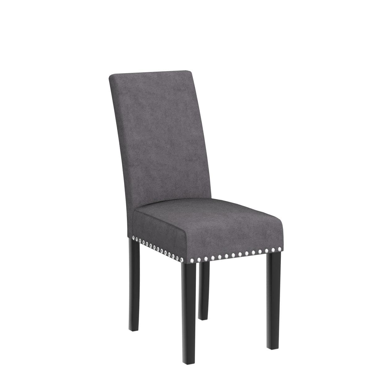 Set of 4 Modern Dining Chairs with Black Metal Legs - Gray Upholstered Kitchen & Living Room Chairs for Home, Restaurant, or Office Use