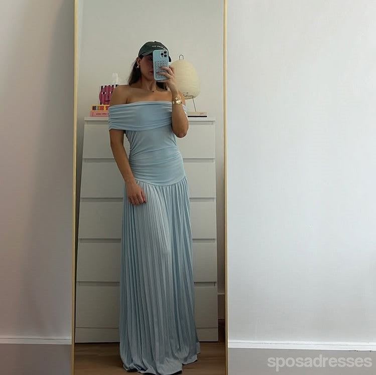 Elegant Blue Off Shoulder Long Prom Dress for Women - Formal Evening Gown for Party, Homecoming, Wedding Guest - 13721