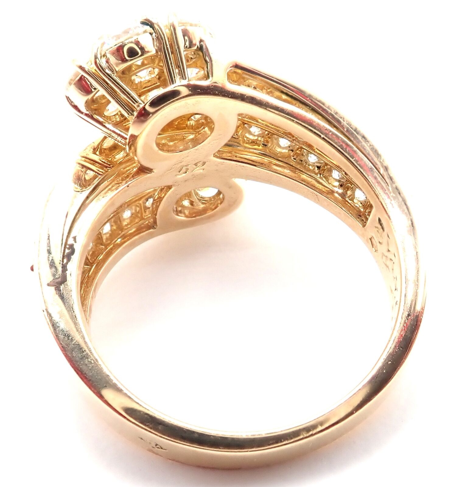 Authentic Van Cleef & Arpels Snowflake 18k Yellow Gold Diamond Two Flower Ring for Women - Luxury Jewelry Gift for Anniversary, Valentine's Day & Special Occasions