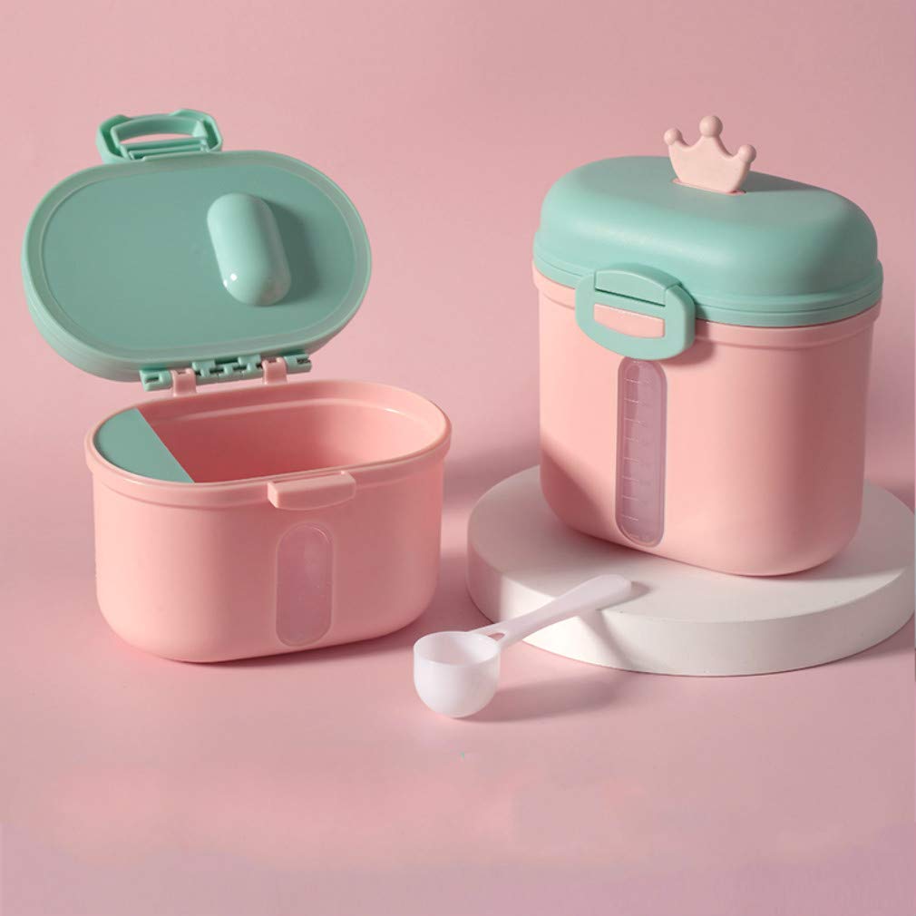 Portable Baby Milk Powder Dispenser & Snack Storage Box - Airtight, Moisture-Proof, Travel-Friendly (2-Piece Set: 1 Large + 1 Small Strawberry Container) - Perfect for On-the-Go Feeding, Daycare, and Family Outings