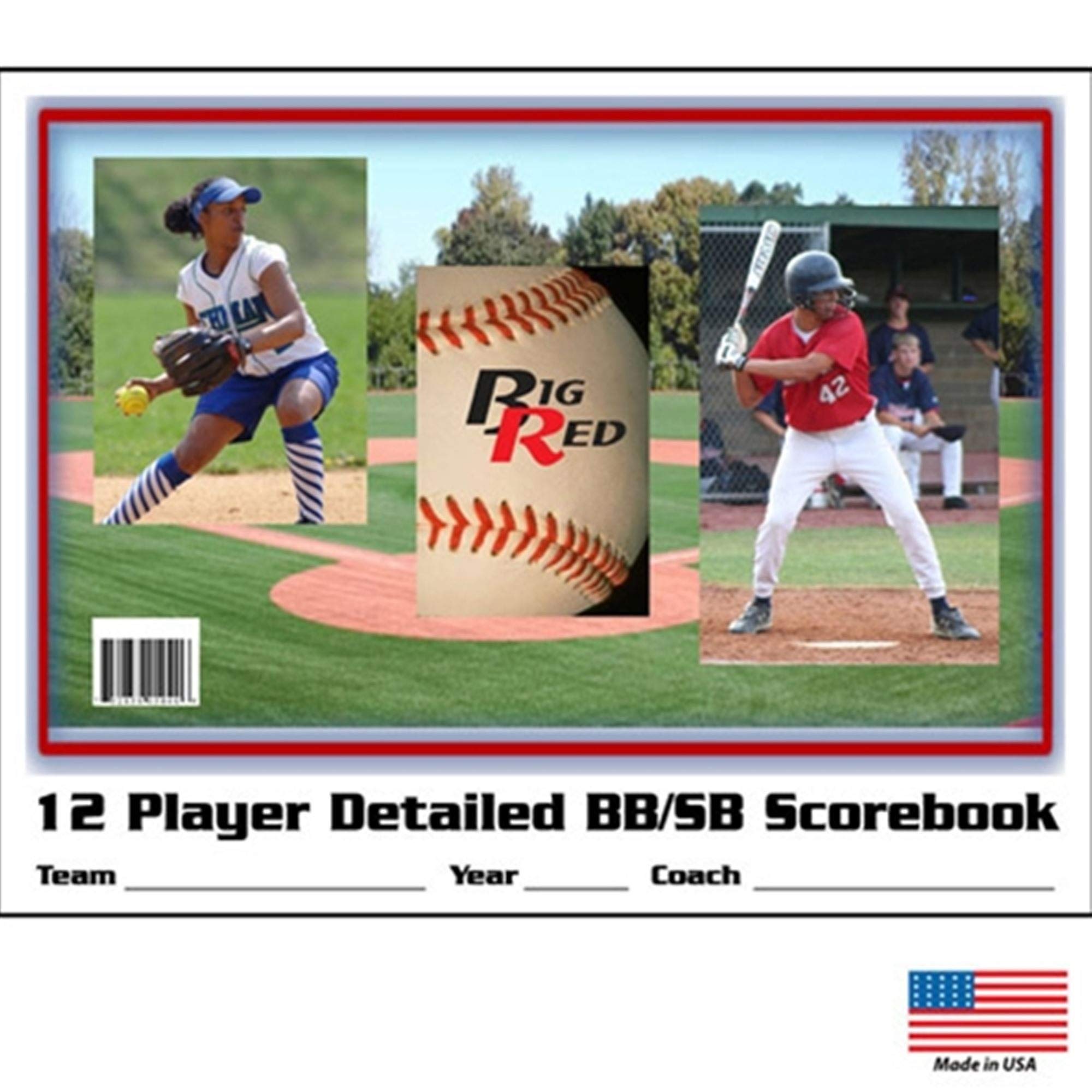 Big Red Detailed Baseball/Softball Scorebook - Official Game Tracker for Coaches & Players - Perfect for Little League, High School & Tournament Games