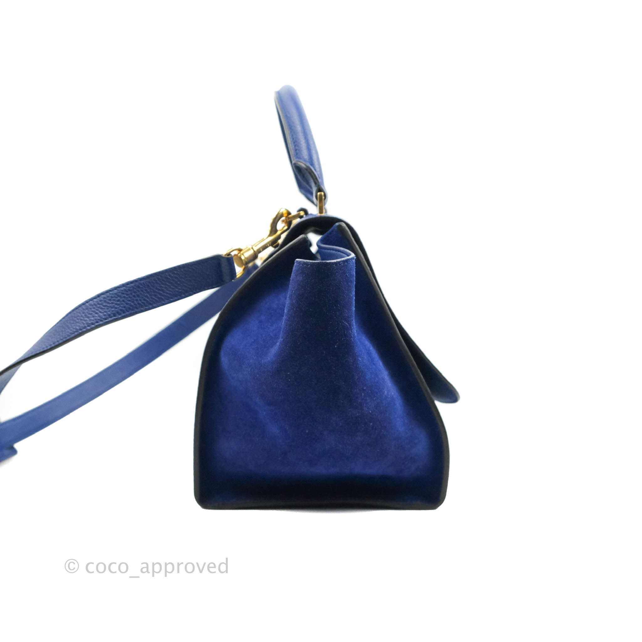 Celine Sleek Small Tri-Color Trapeze Bag in Blue Calfskin Leather - Perfect for Work, Travel & Everyday Use