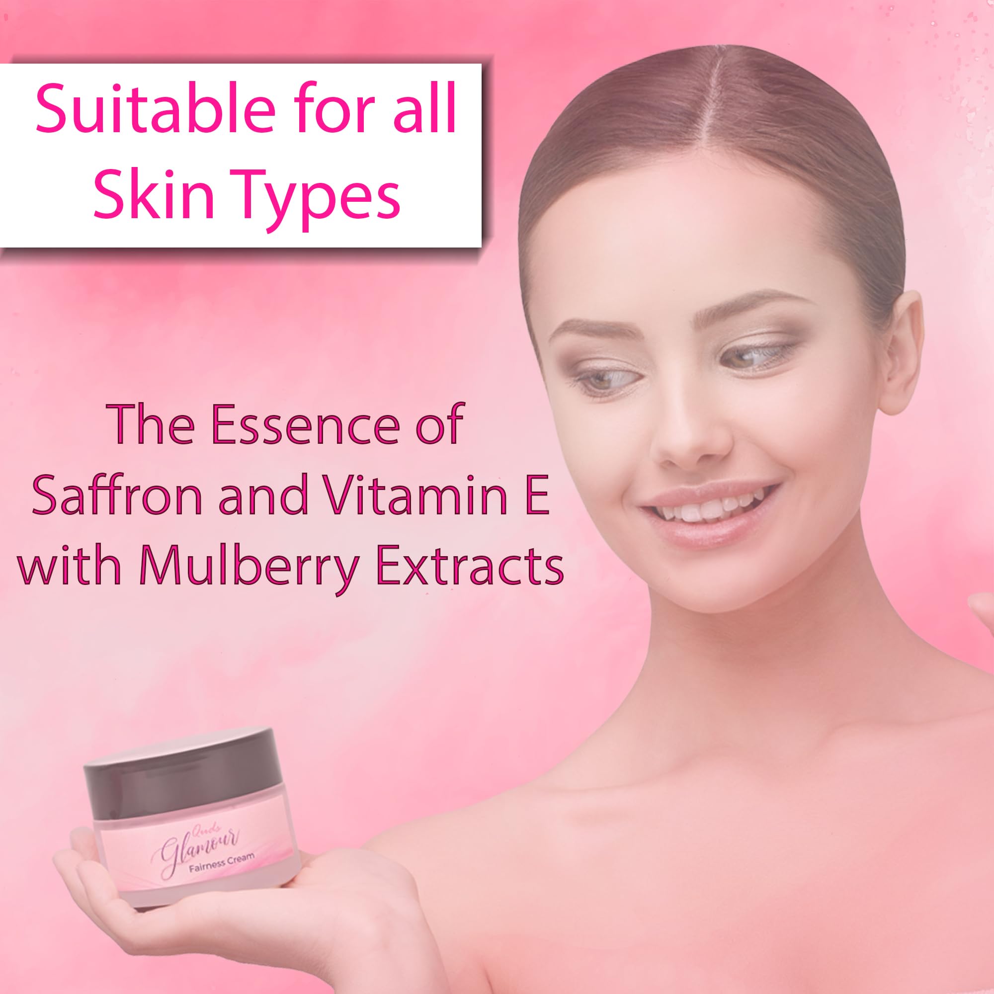 Quds Glamour Saffron Face Whitening Cream 30g - Brightening & Even Skin Tone - For Daily Skincare & Special Occasion Makeup Prep
