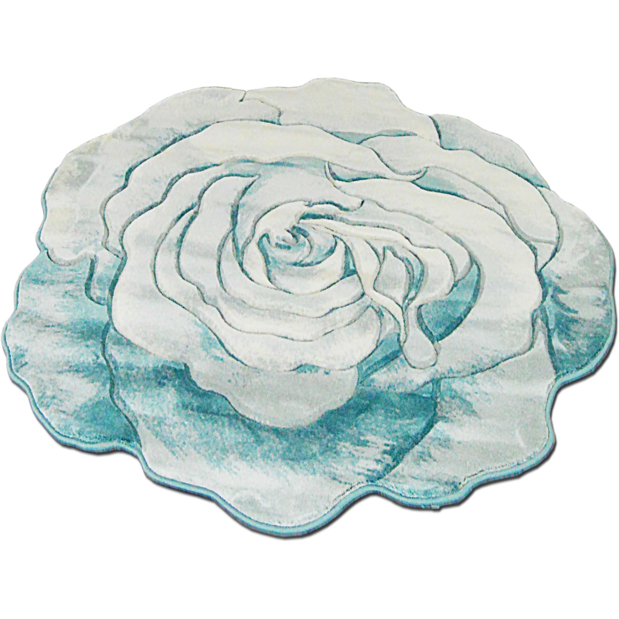 5ft Round Rose Area Rug - Soft Plush Flower Shaped Carpet for Bedroom & Living Room | Girly Home Decor in 304 Blue | Perfect for Nursery, Dorm Room & Cozy Spaces