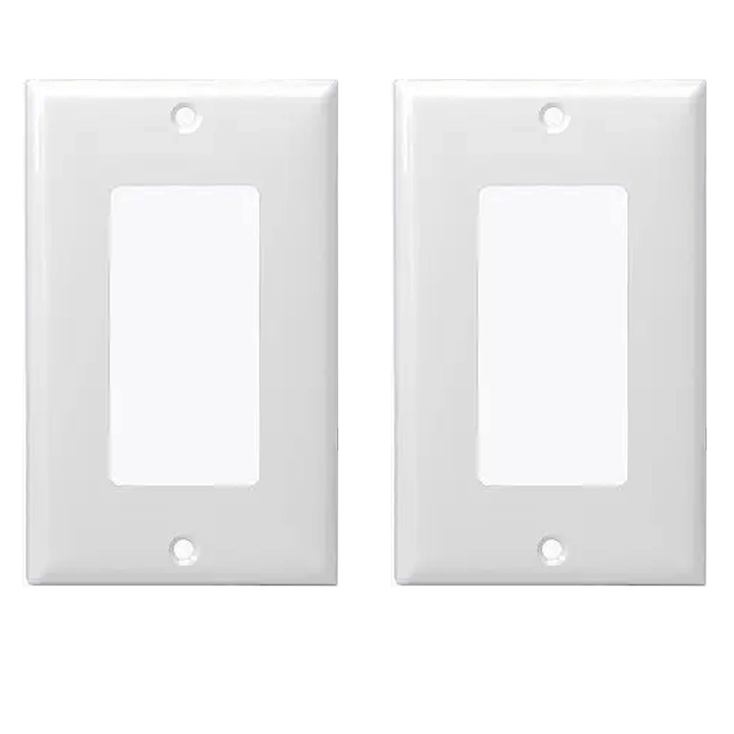 2 Pack Decorator Wall Plate Switch Covers - 1 Gang Standard Size GFCI Plastic Outlet Plates for Home, Office & Commercial Use